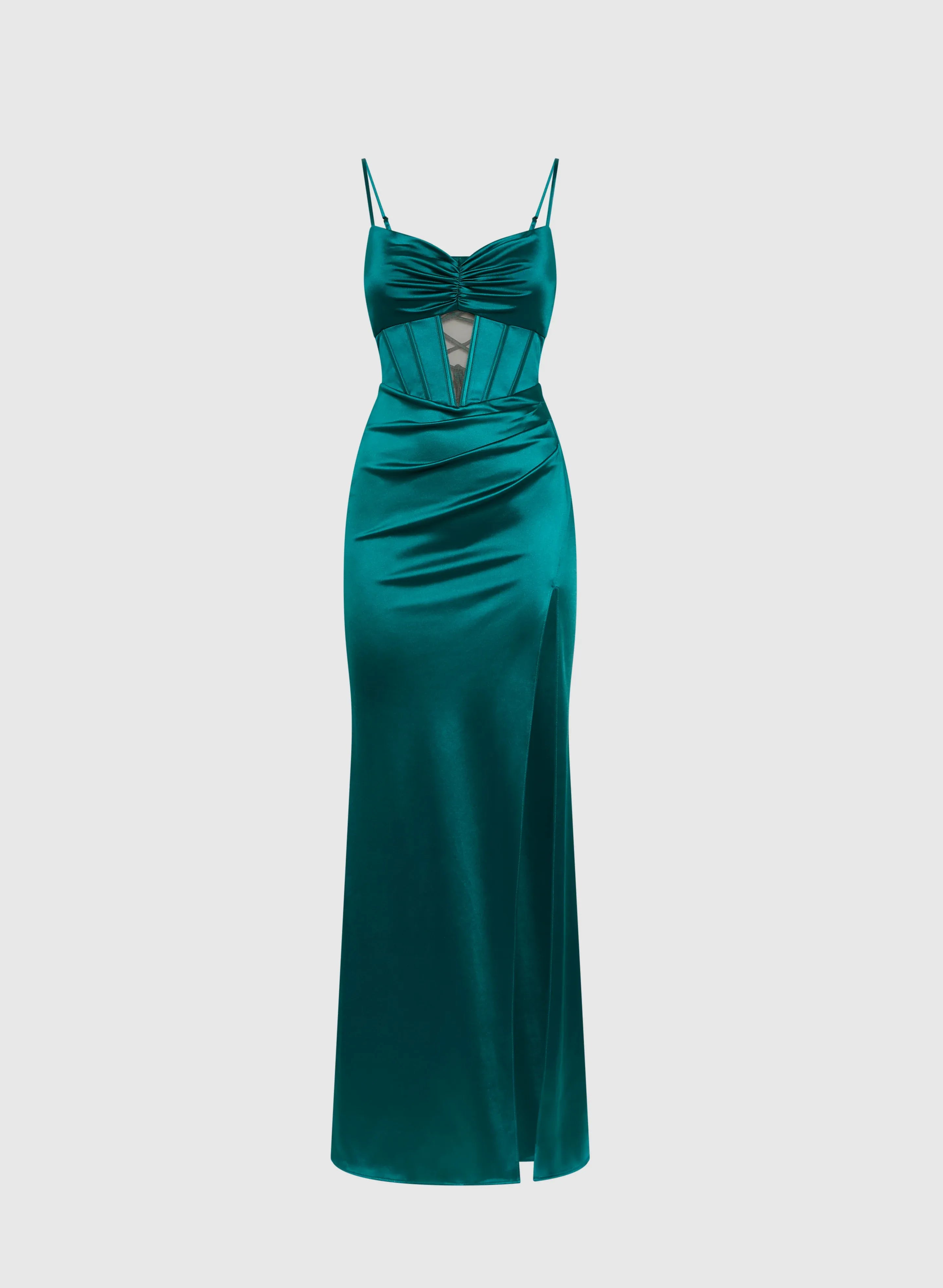 Pretty Mermaid Spaghetti Straps Sleeveless Satin Floor-Length Prom Dress